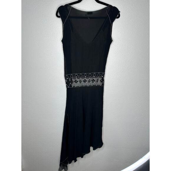 Vintage Max Studio Special Edition Black Ivory Sheer Silk Embroidered Dress S - Picture 8 of 15